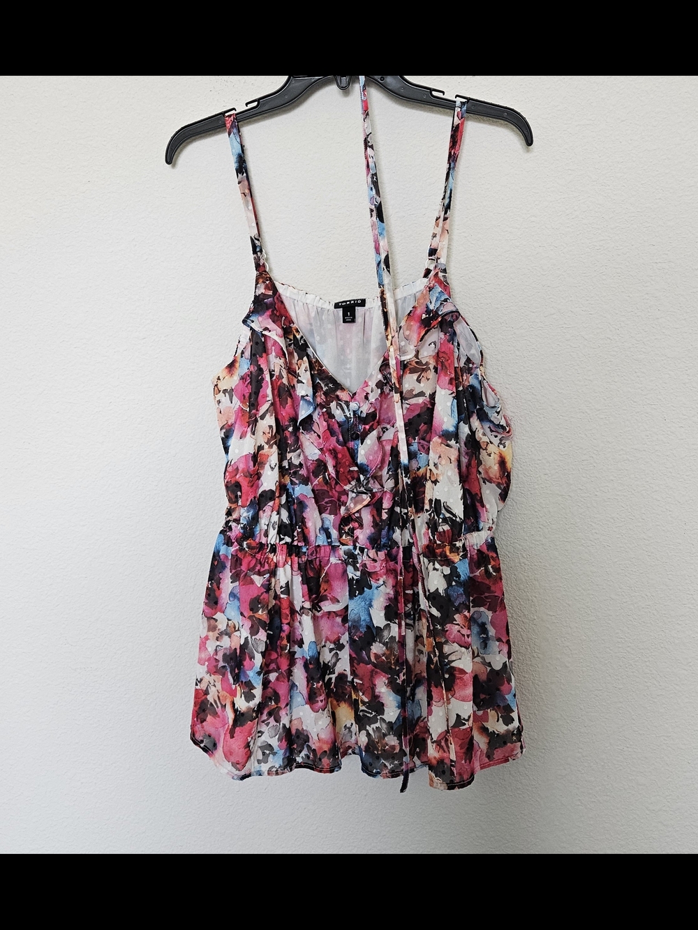 TORRID FLORAL CHIFFON CLIP DOT CAMISOLE